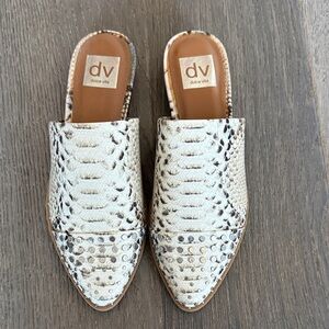 Dolce Vita Cream Snakeskin Pattern Mules